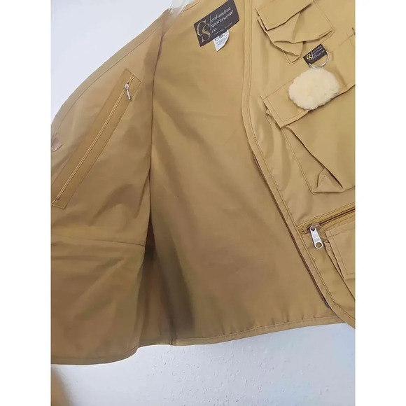 Columbia Vintage 60s 70s Yellow Fly Fishing Vest XL Multi Pocket Zip - Picture 4 of 6